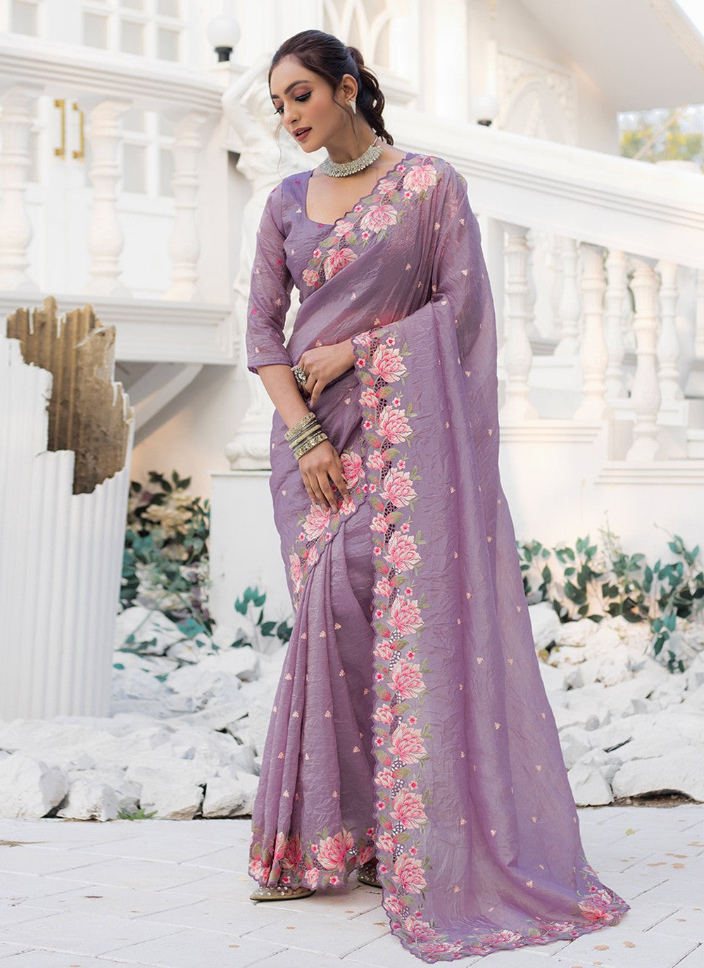 Trendy Saree Printed Purple Crush S12547