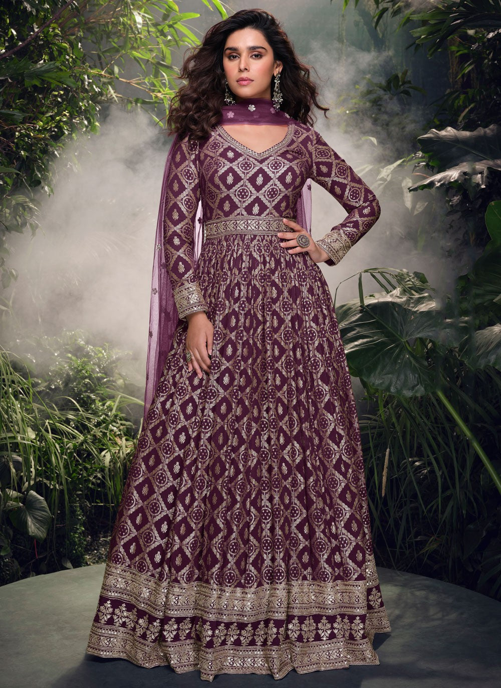 Embroidered Jacquard, Viscose Gown - G1772