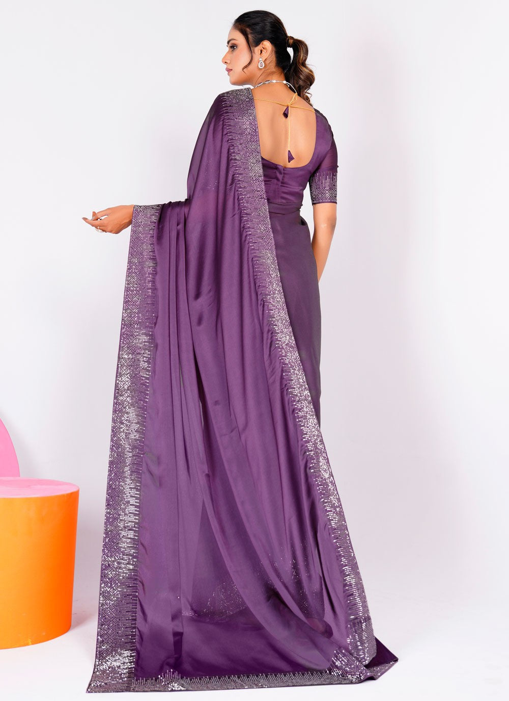 Trendy Swarovski Rangoli Saree - S5617