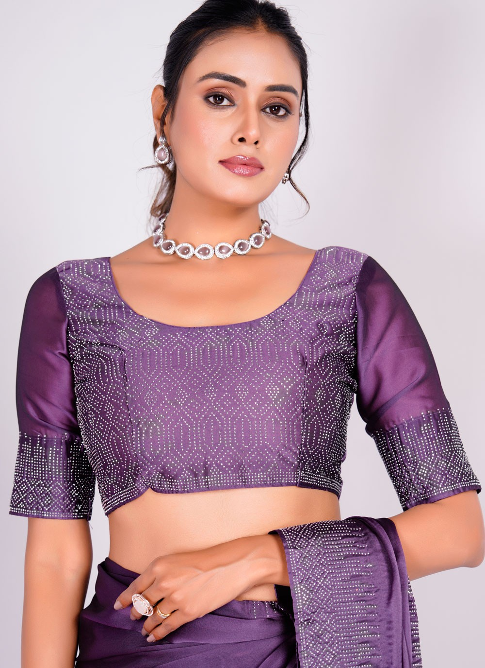 Trendy Swarovski Rangoli Saree - S5617