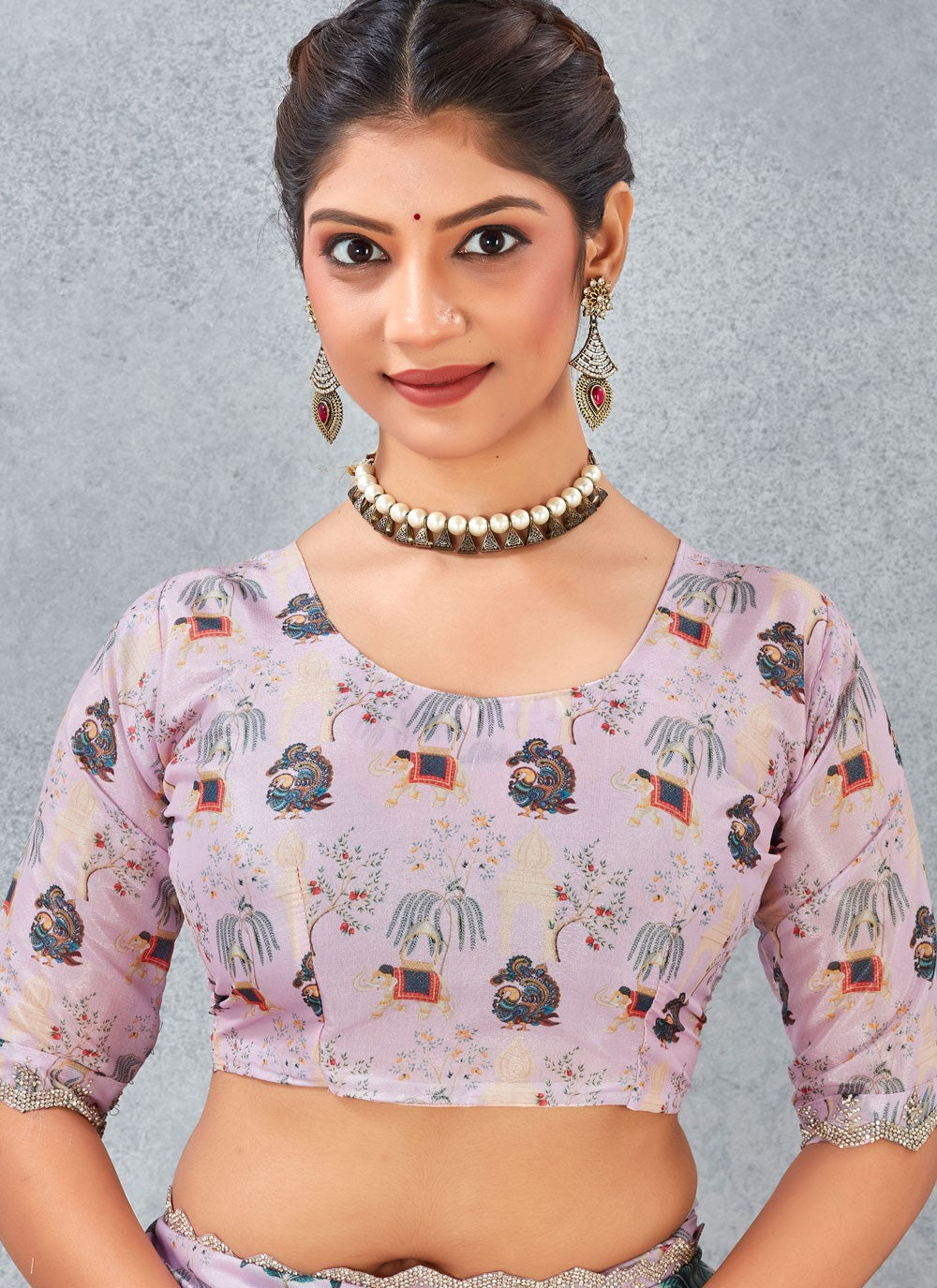 Purple Satin Silk Contemporary Saree Digital Print S20211