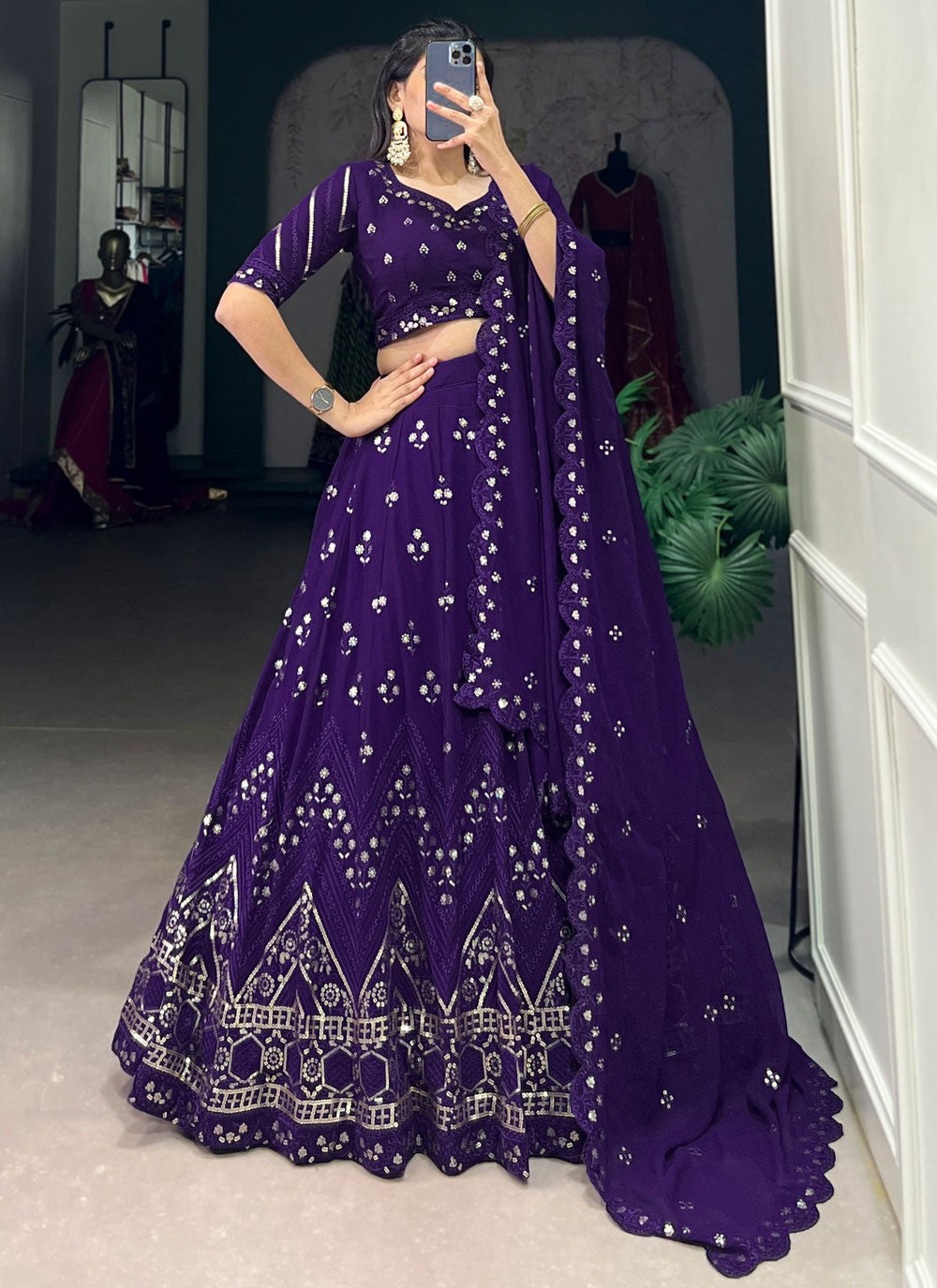 Embroidered Georgette A - Line Lehenga - L2756