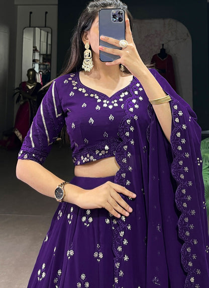 Embroidered Georgette A - Line Lehenga - L2756