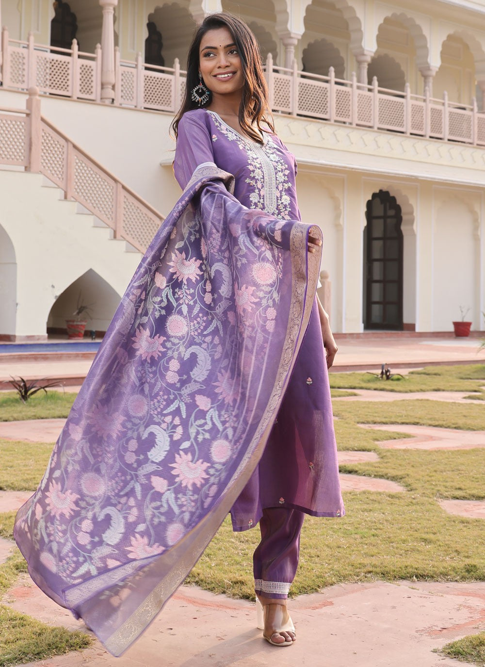 Salwar Suit Embroidered Purple Shimmer T5666