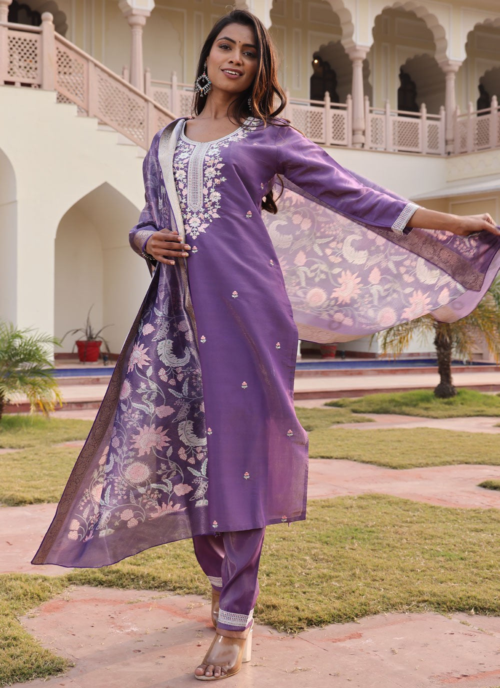 Salwar Suit Embroidered Purple Shimmer T5666