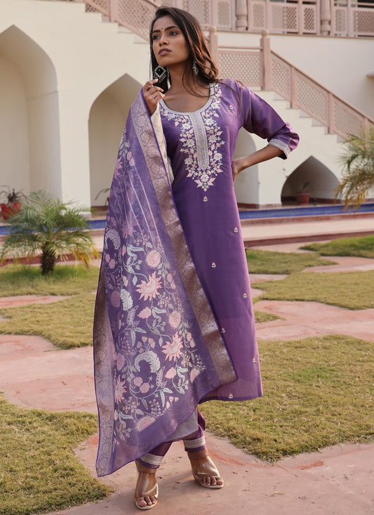 Salwar Suit Embroidered Purple Shimmer T5666