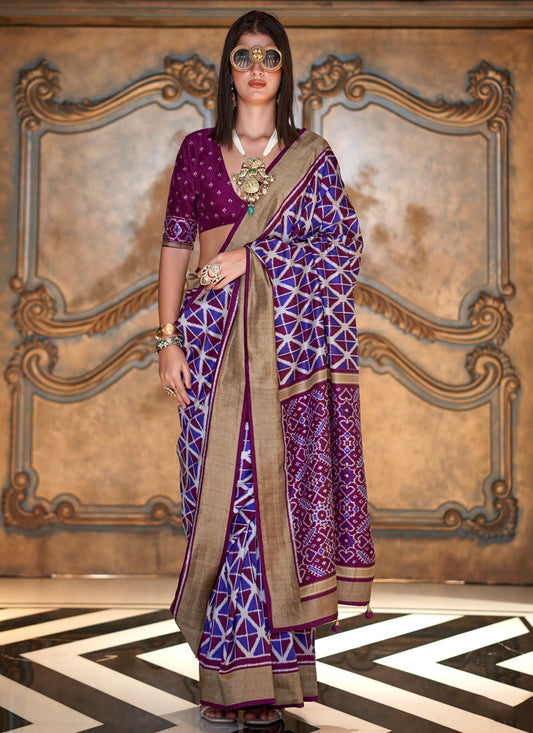 Purple Silk Classic Saree Printed S20348