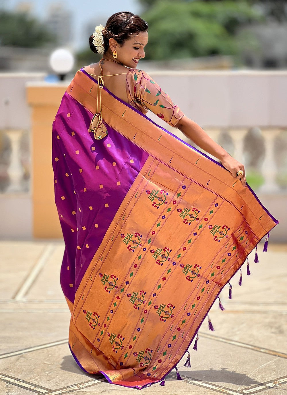 Purple Silk Contemporary Saree Jacquard Work S18317