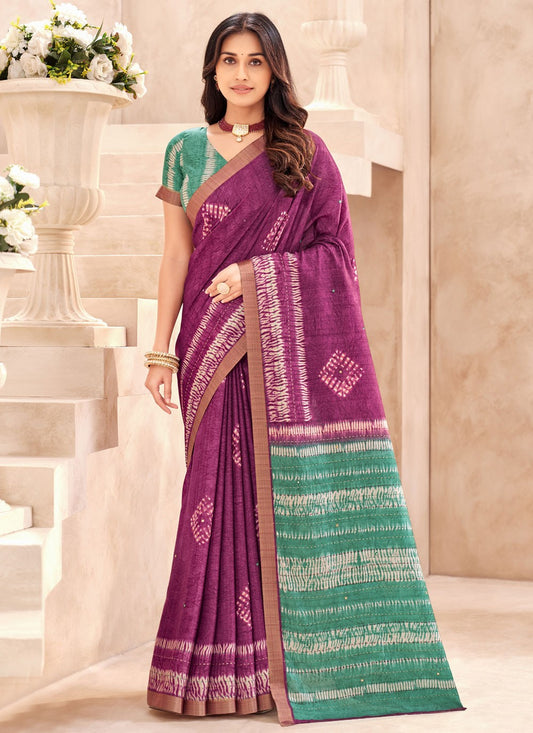 Purple Silk Contemporary Saree Printed S19918
