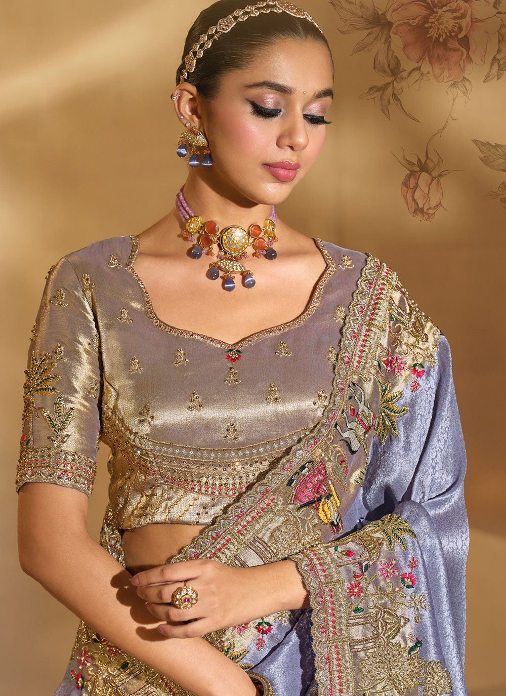 Purple Silk Contemporary Saree Cutdana, Embroidered, Thread, Zari S20150