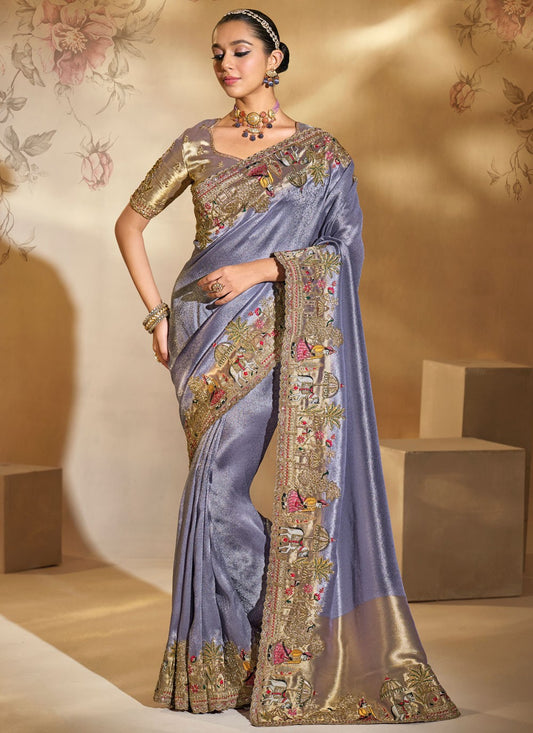 Purple Silk Contemporary Saree Cutdana, Embroidered, Thread, Zari S20150