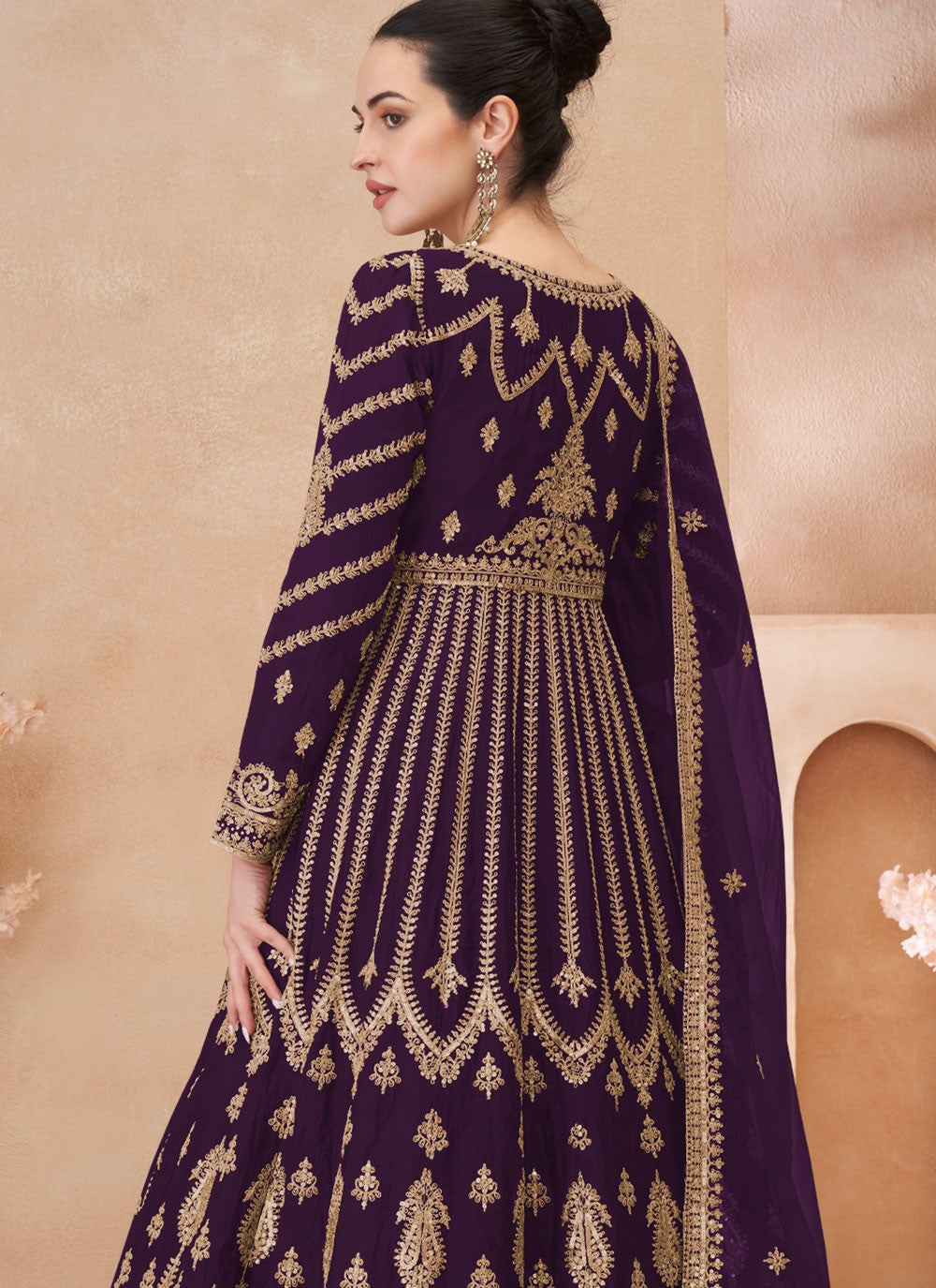Embroidered Chinon Purple Lehenga Choli L3740