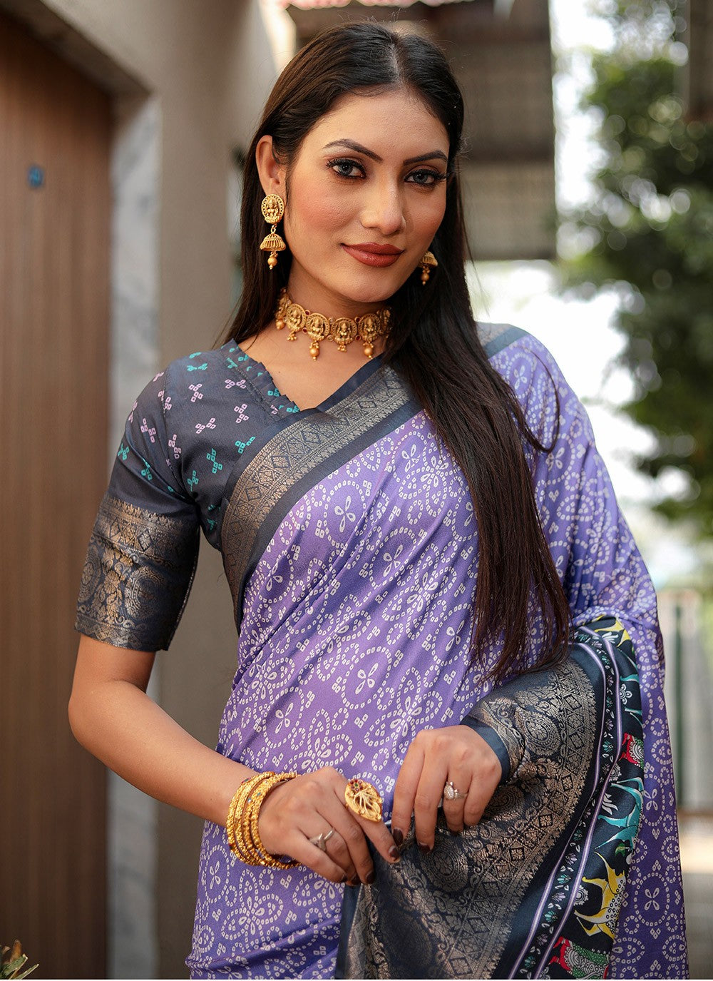 Contemporary Bandhej Silk Saree - S8865