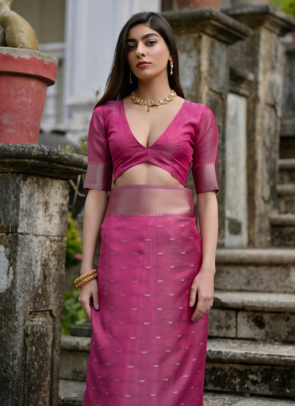 Woven Silk Purple Saree S14128