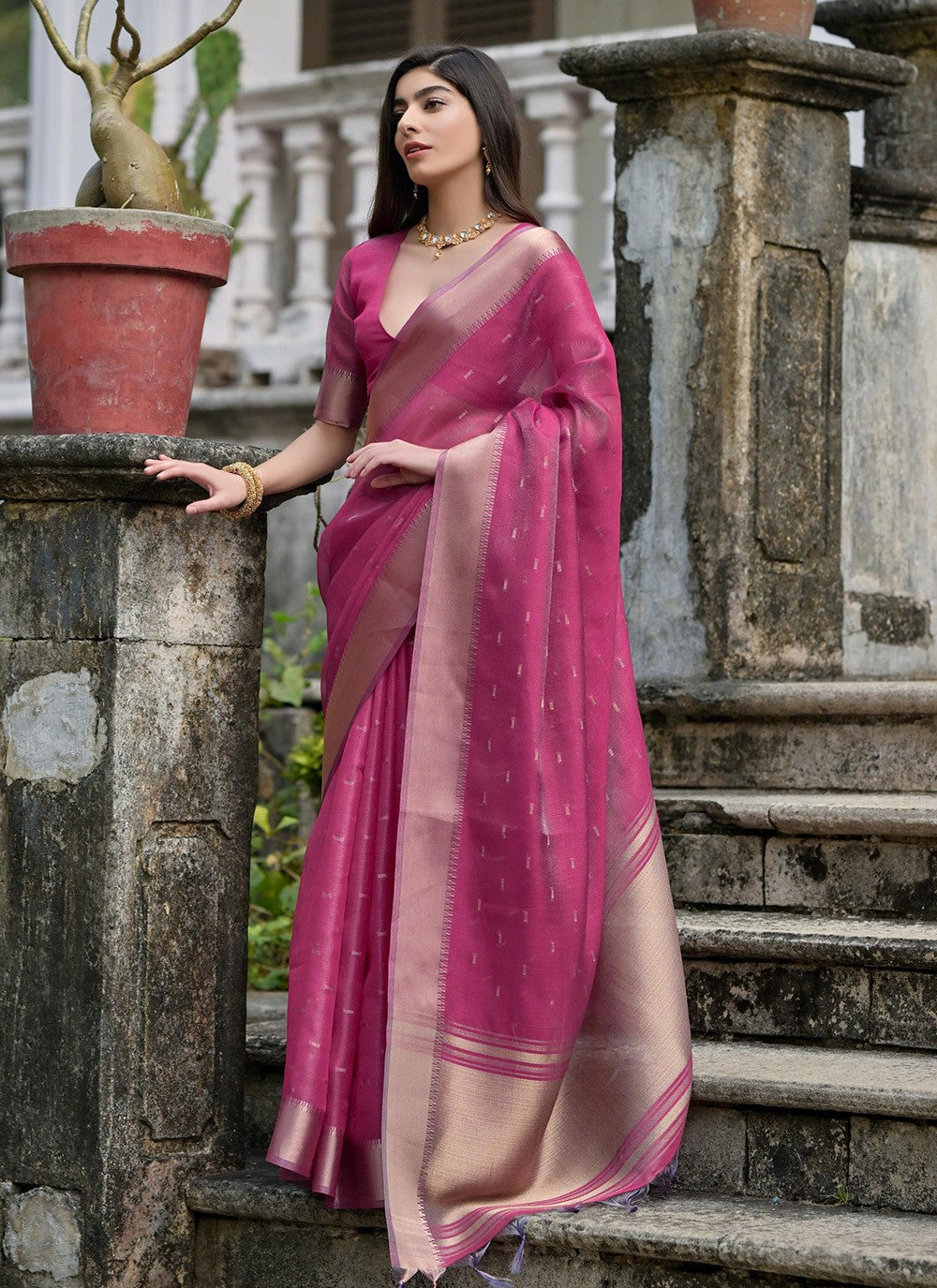 Woven Silk Purple Saree S13892