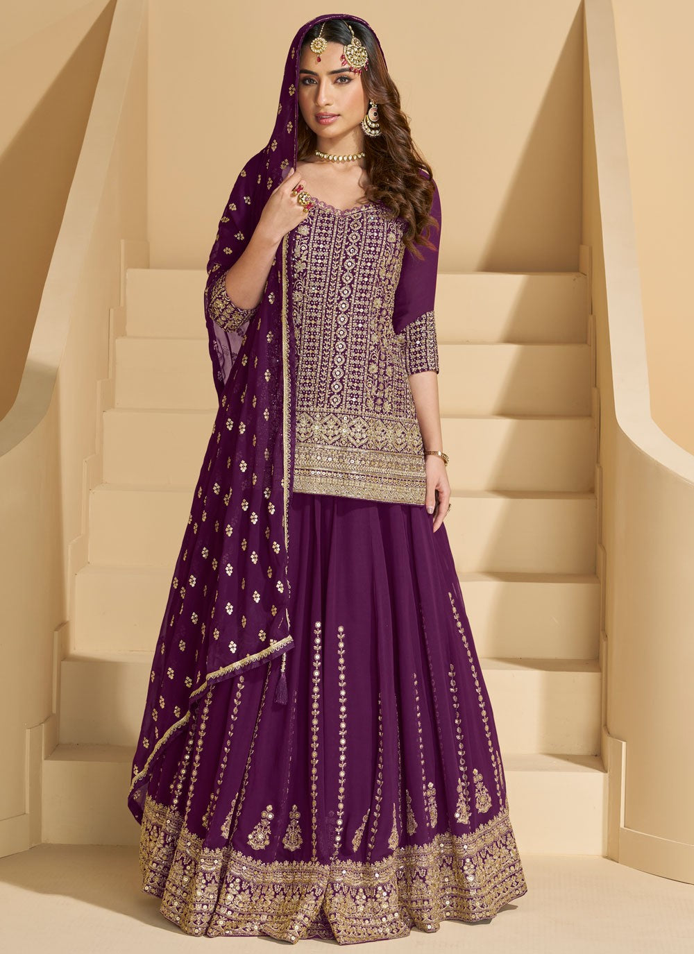 Pure Georgette Festival, Mehandi & Sangeet, Reception Readymade Lehenga Choli L3550