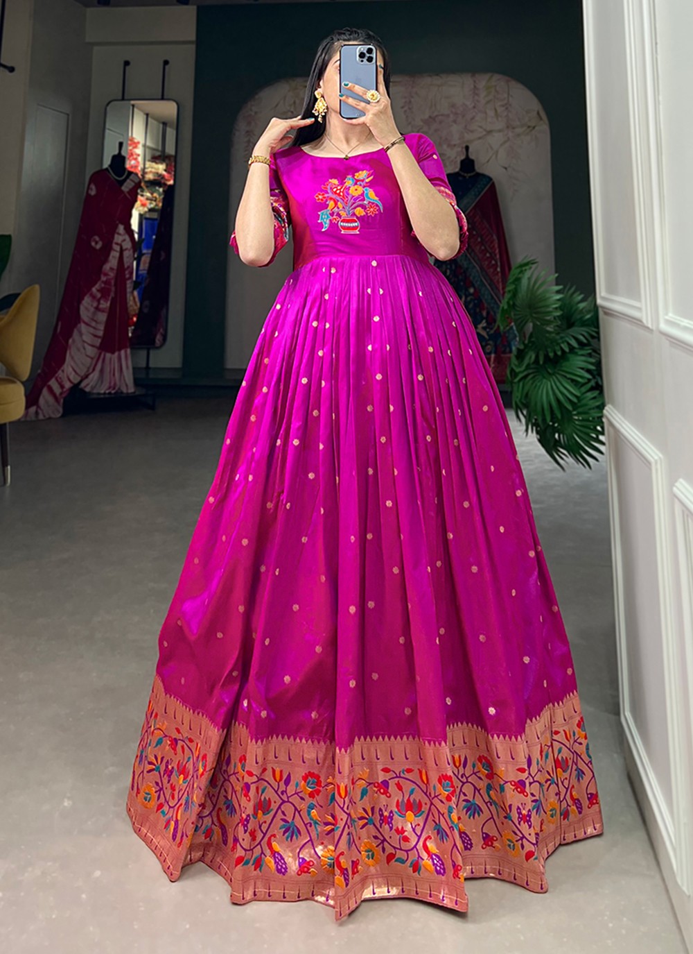 Jacquard Silk Gown - G1317