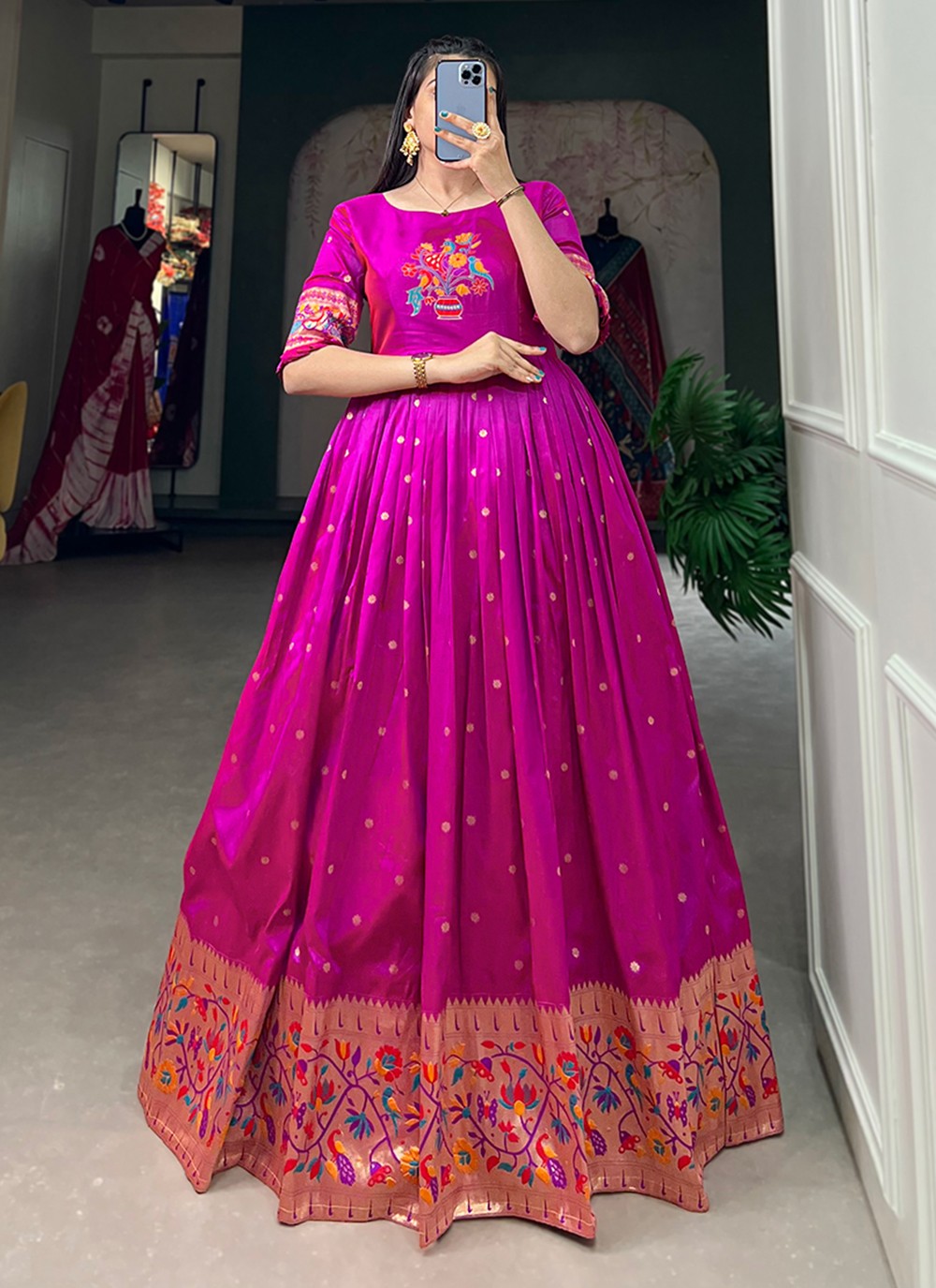 Jacquard Silk Gown - G1317