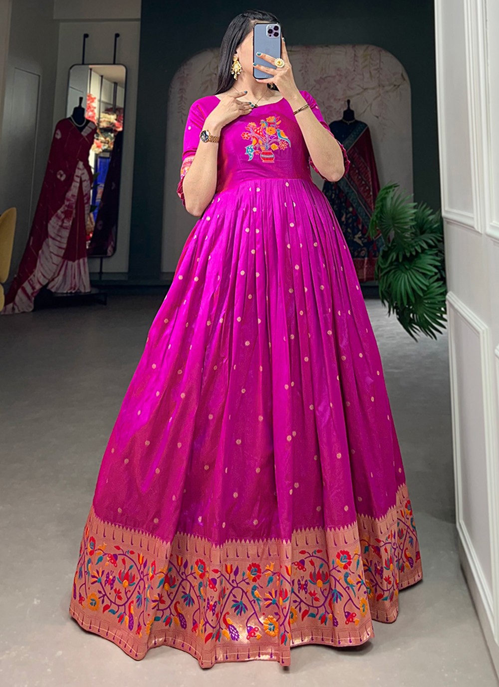 Jacquard Silk Gown - G1317