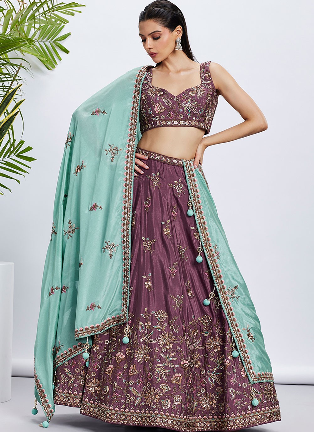 Embroidered Silk A - Line Lehenga - L2233