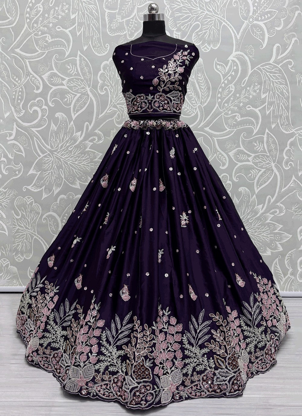 Embroidered Silk A - Line Lehenga - L2903