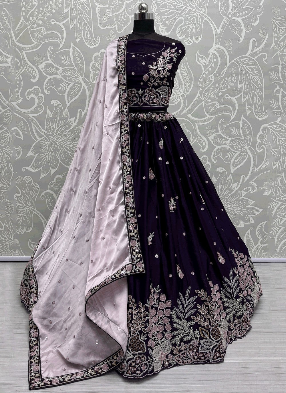 Embroidered Silk A - Line Lehenga - L2903