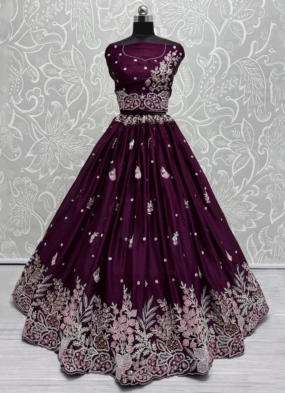 Embroidered Silk A - Line Lehenga - L2906