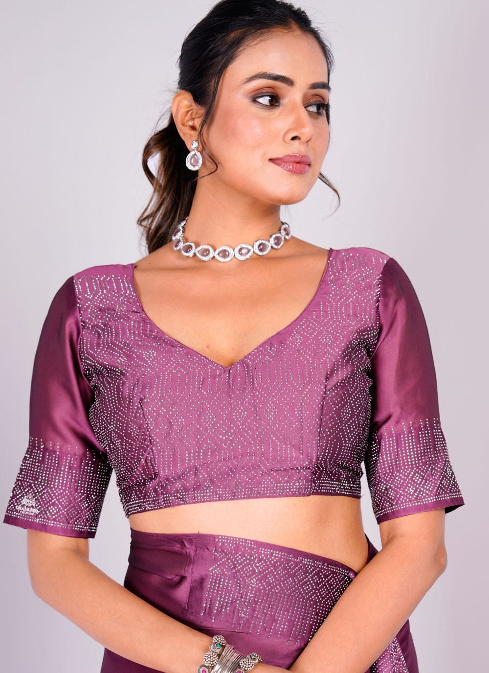 Trendy Swarovski Rangoli Saree - S5617