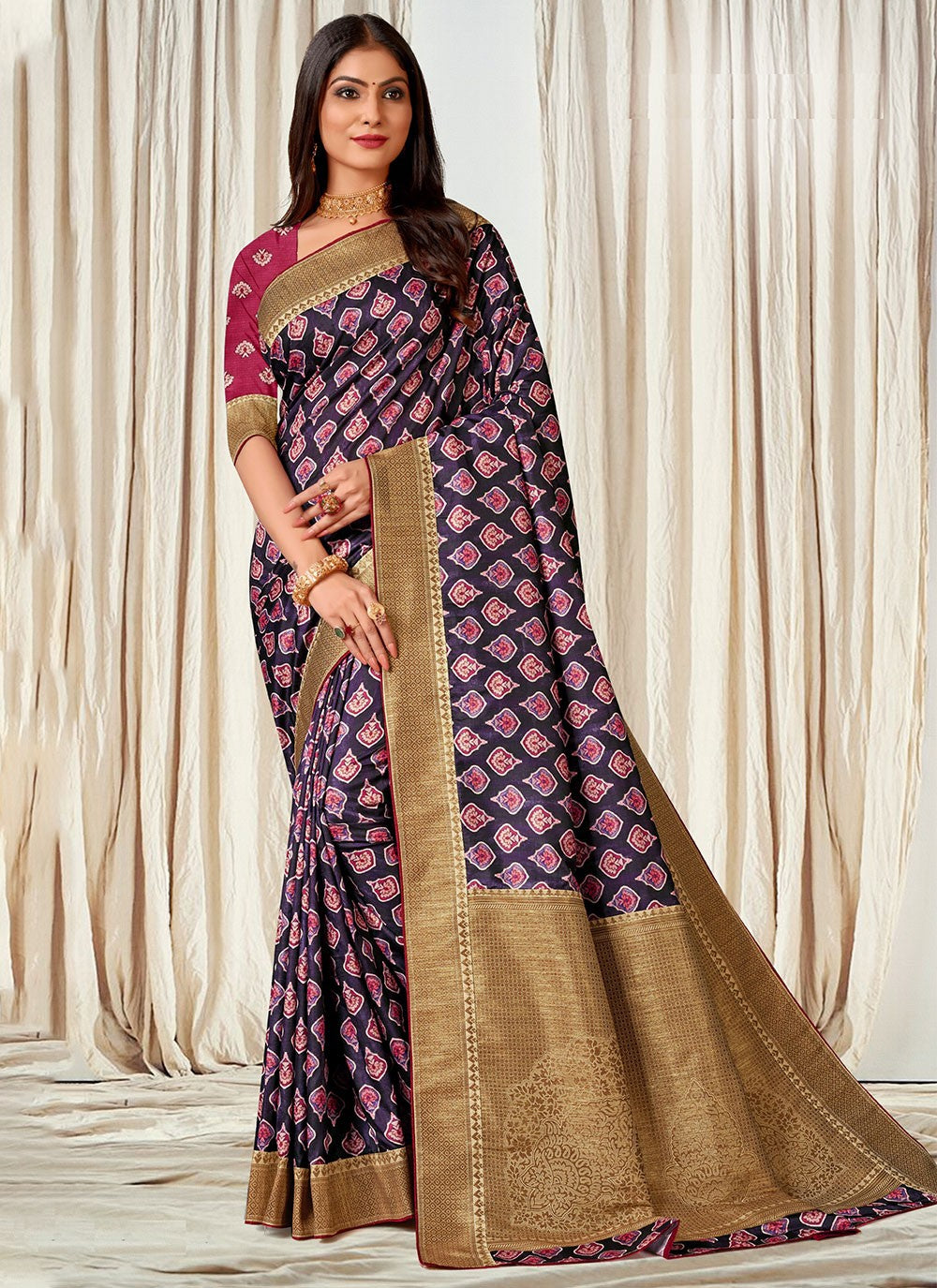 Classic Digital Print Tussar Silk Saree - S4545