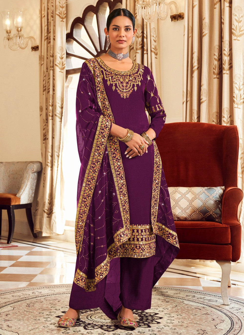Vichitra Silk Salwar Suit - T1450