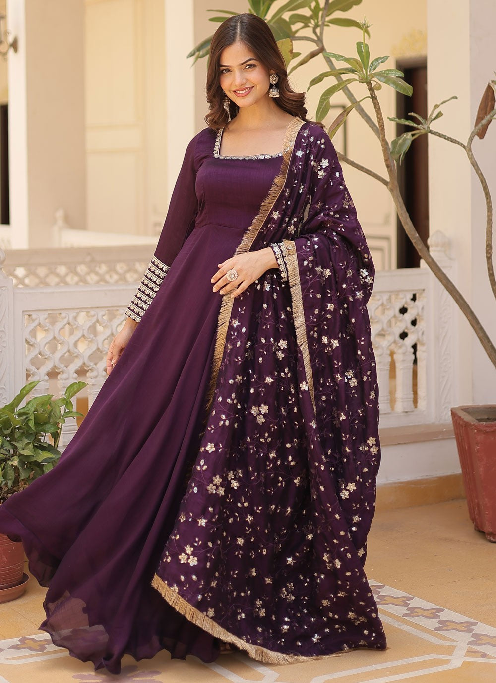 Vichitra Silk Gown - G1452