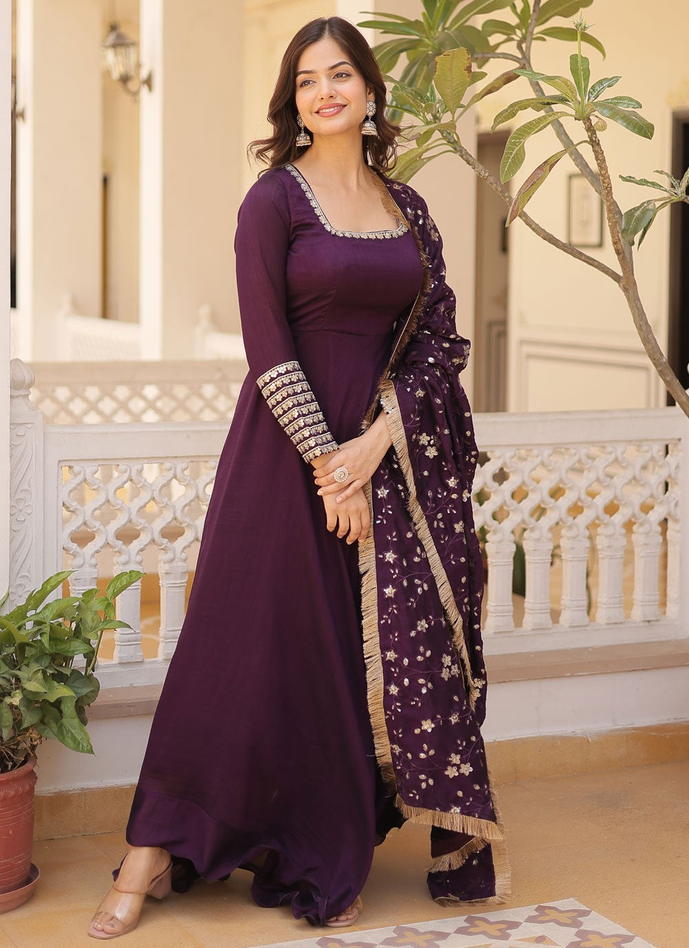 Vichitra Silk Gown - G1452