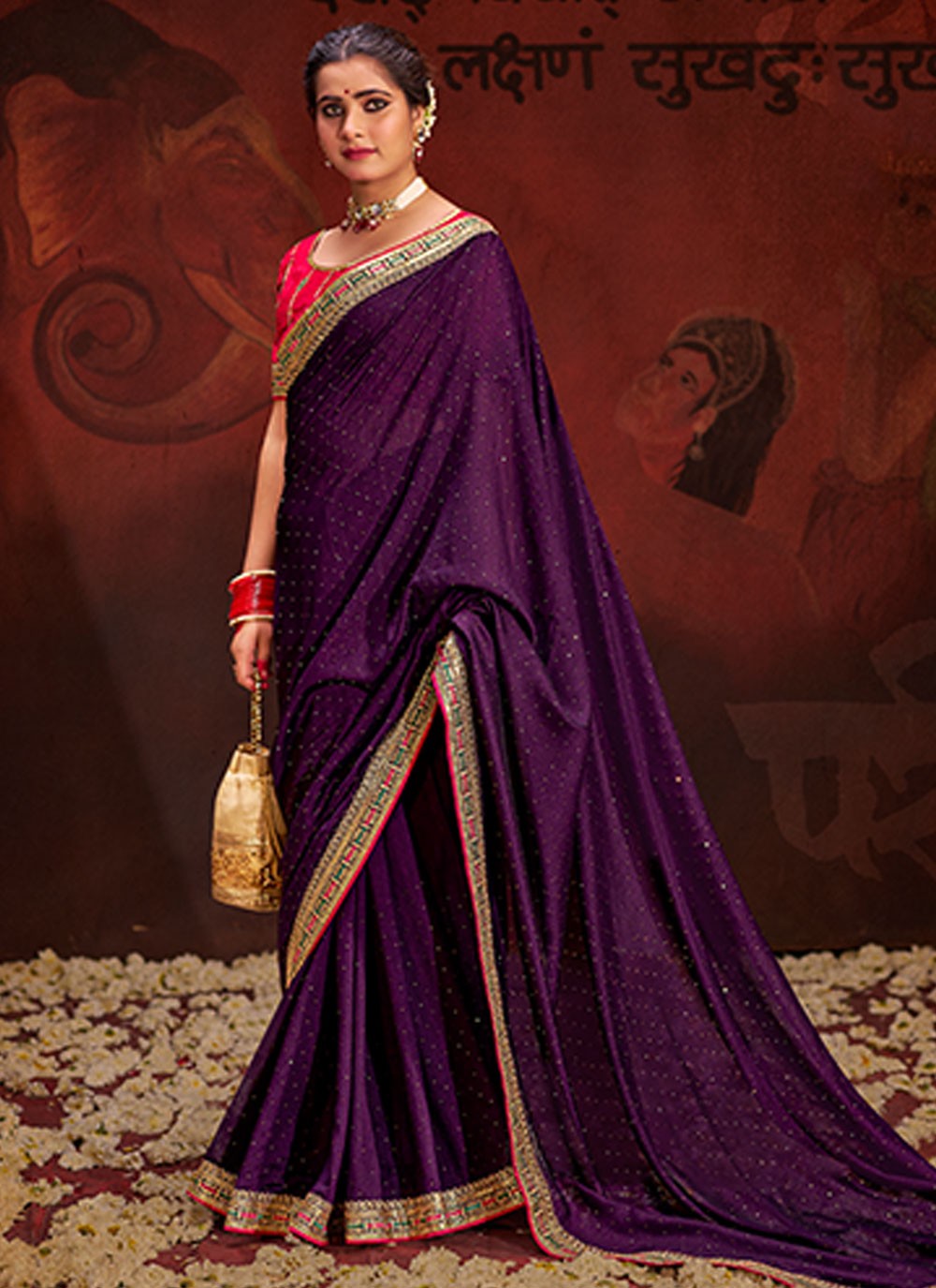 Classic Sequins Vichitra Silk Saree - S5995