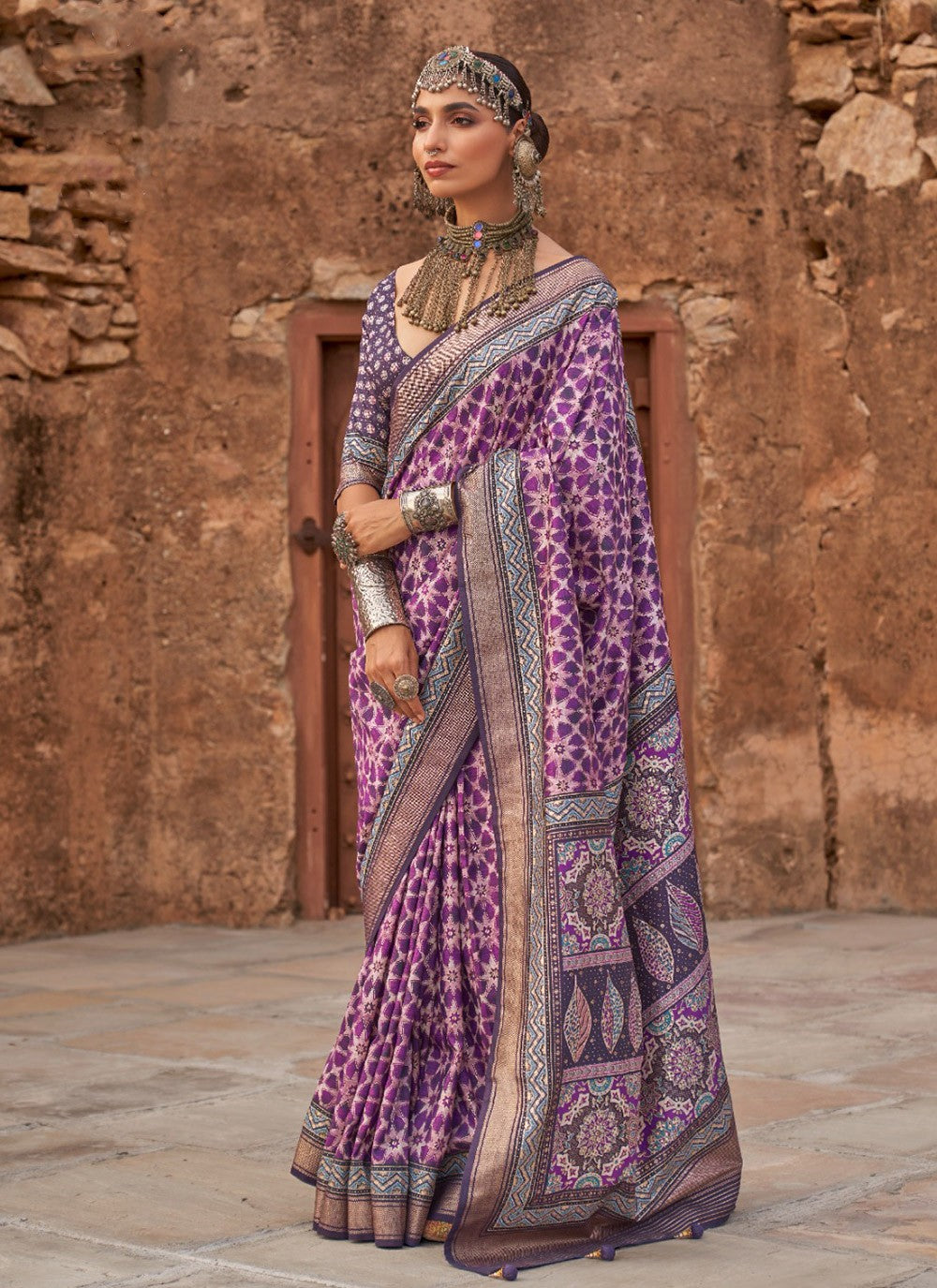 Trendy Printed Silk, Viscose Saree - S8470