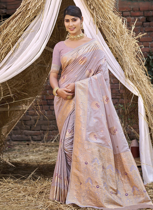 Weaving Zari Silk Purple Saree S14694