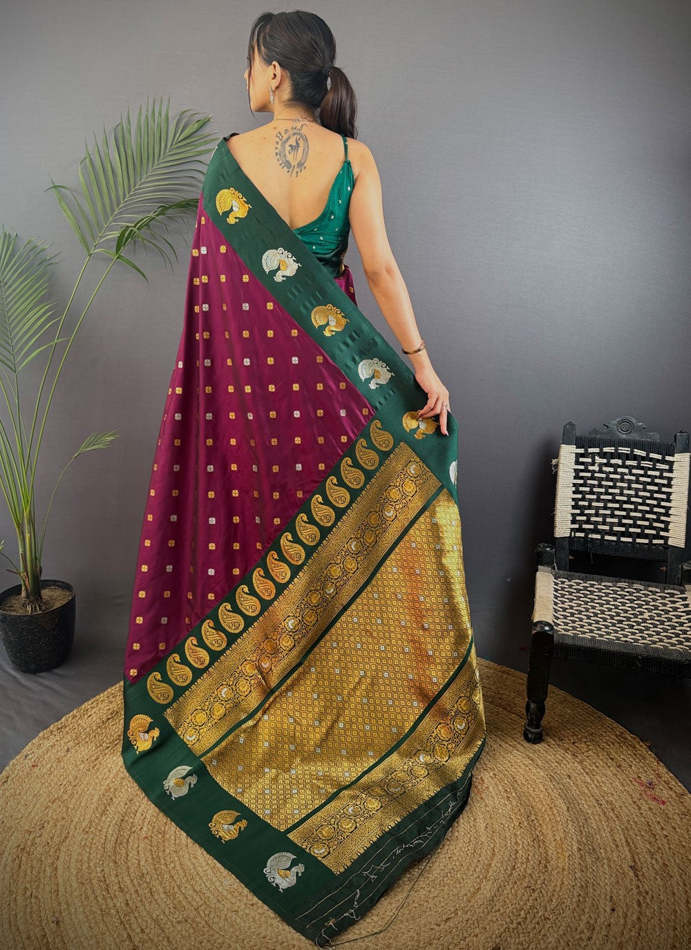 Purple Banarasi Silk Traditional Saree Weaving Zari S17678