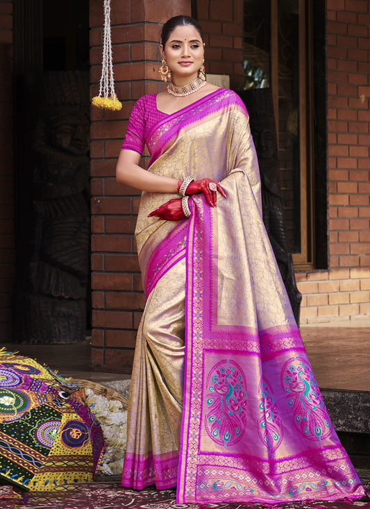 Weaving Zari Silk Purple Saree S14629