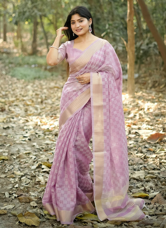 Weaving Zari Silk Purple Saree S14798