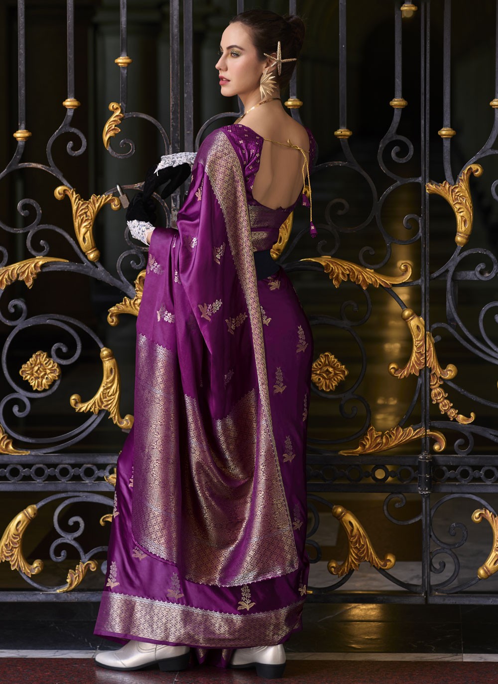 Classic Weaving Zari Satin Silk Saree - S9129
