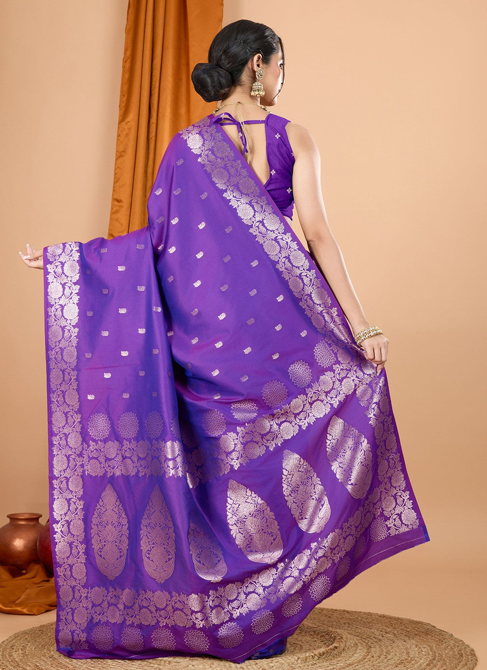 Woven Banarasi Silk Purple Classic Saree S15071
