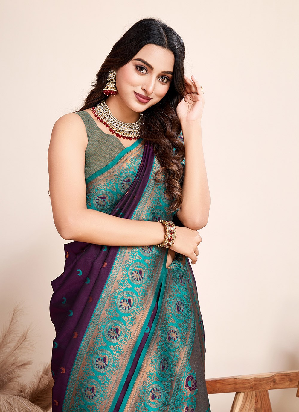Woven Jacquard Silk Saree - S12314