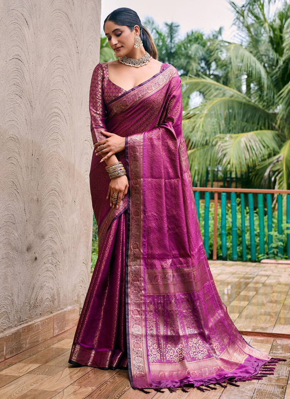 Contemporary Woven Purple Kanjivaram Silk S12527