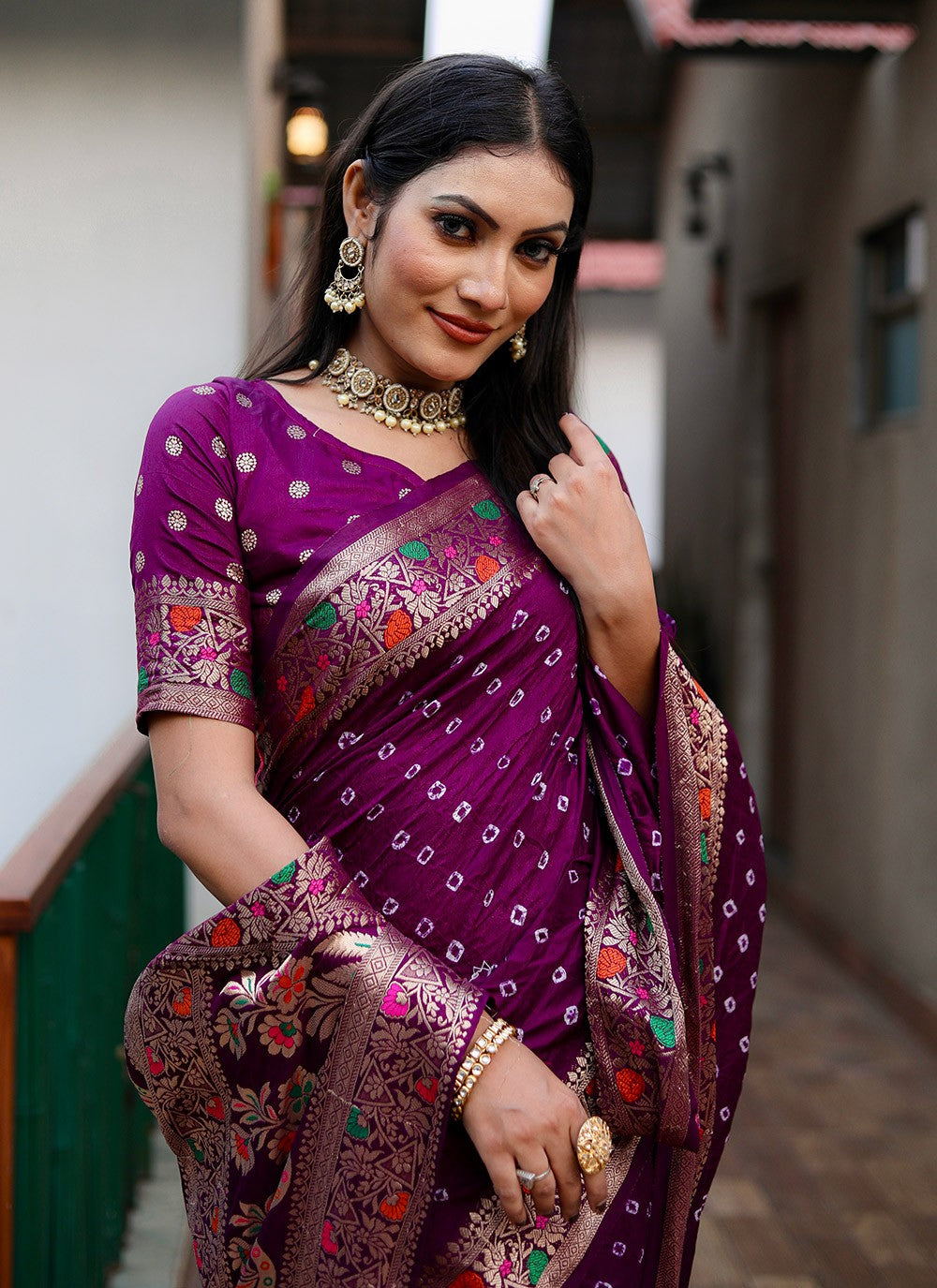 Traditional Bandhej Paithni, Silk Saree - S8842