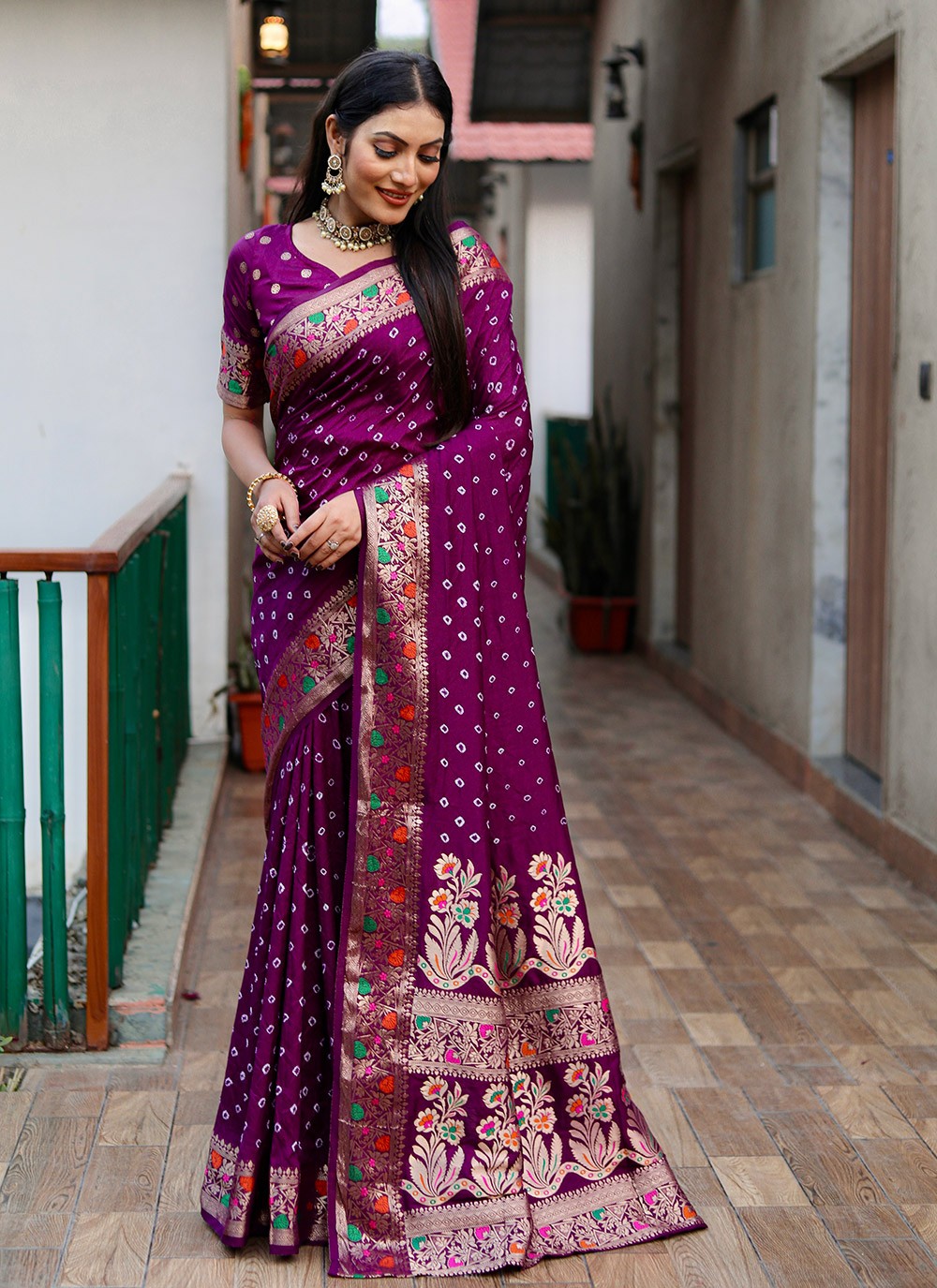 Traditional Bandhej Paithni, Silk Saree - S8842