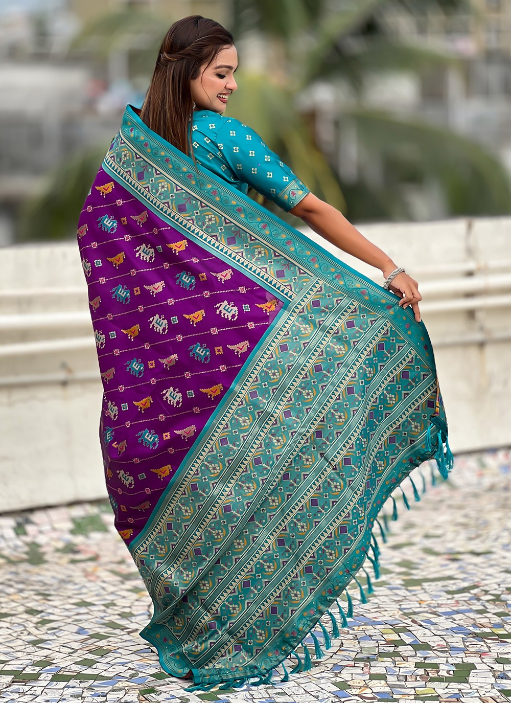 Purple Patola Silk Classic Saree Meenakari, Woven S16572