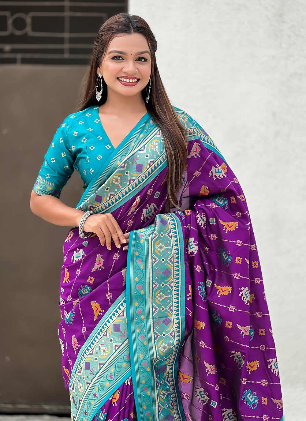 Purple Patola Silk Classic Saree Meenakari, Woven S16572