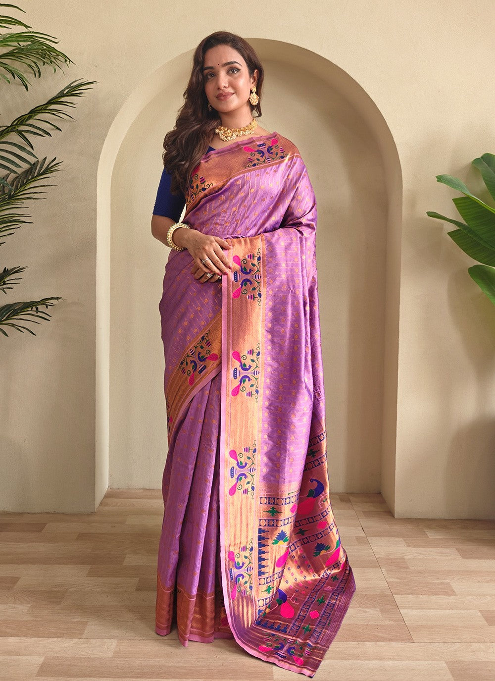 Purple Silk Classic Saree Woven S16438