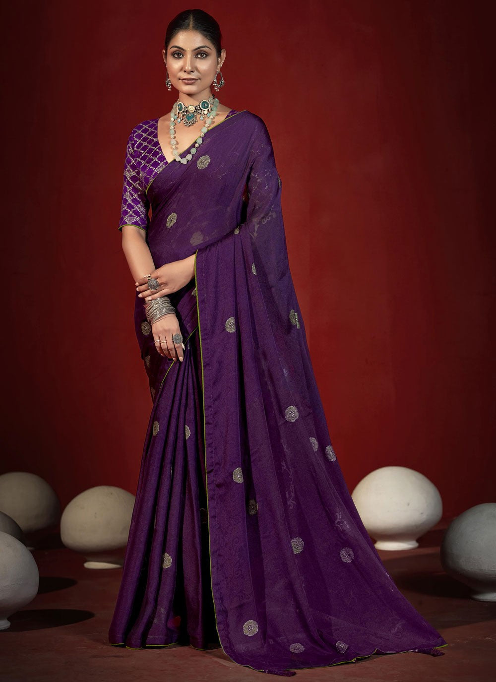 Purple Silk Classic Saree Zari S19012