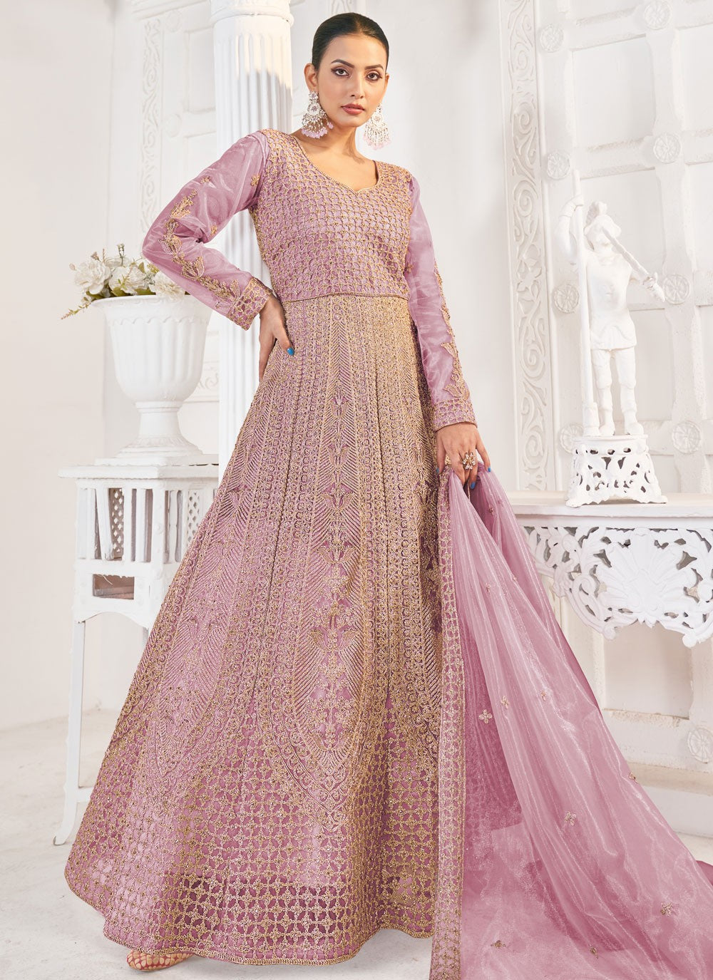 Embroidered Net Gown - G1921