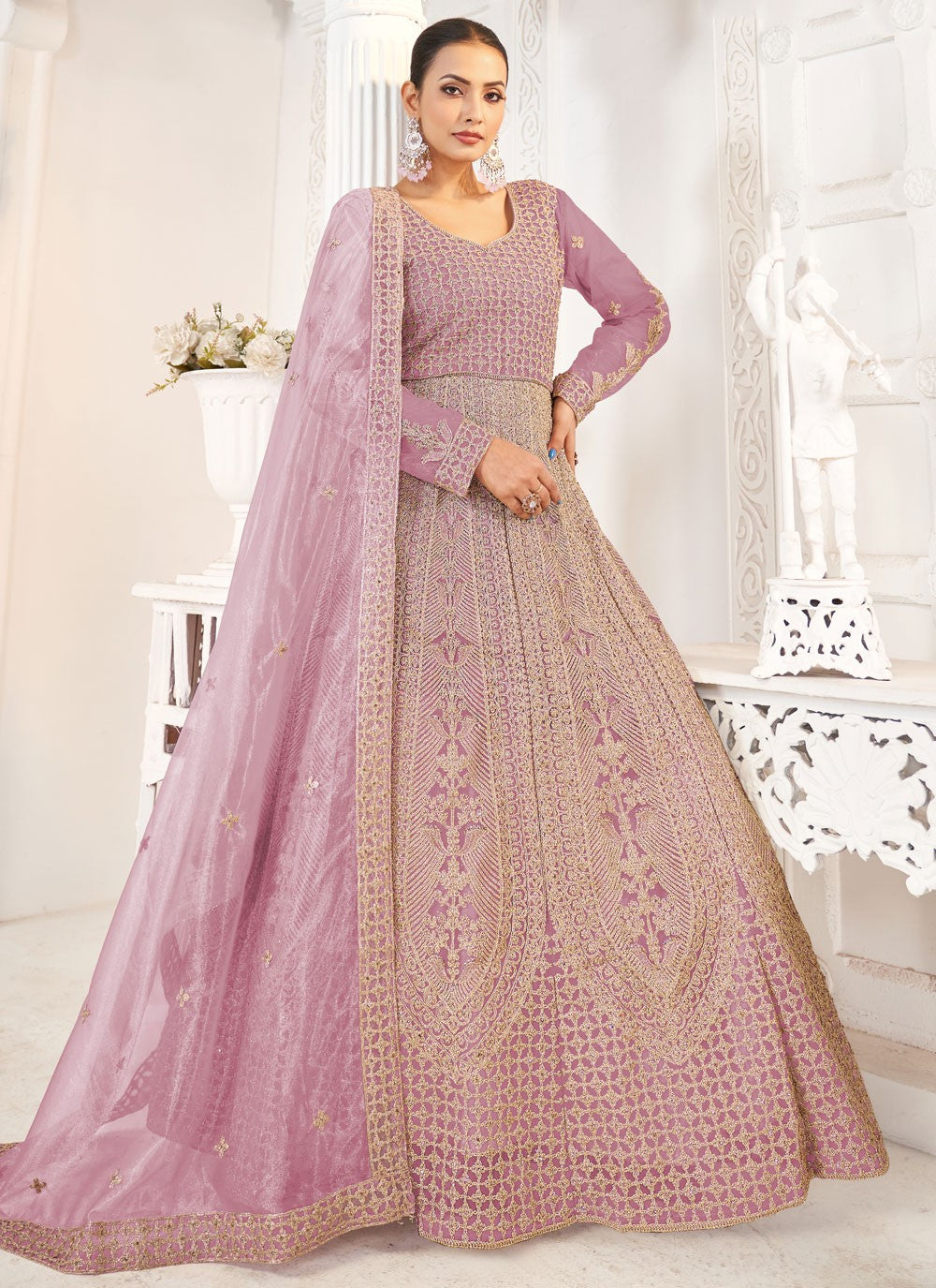 Embroidered Net Gown - G1921
